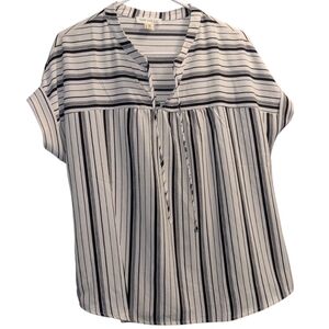 Faith and Joy Striped Black and White Top XL